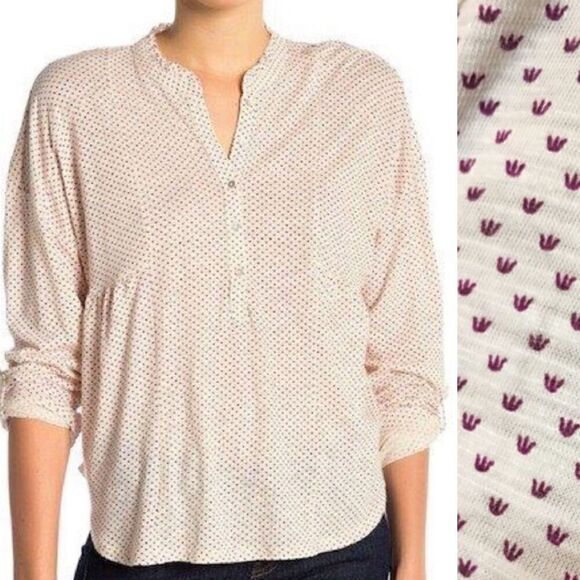Lucky Brand Ditzy Print Long Sleeve Henley NWT - Picture 1 of 4